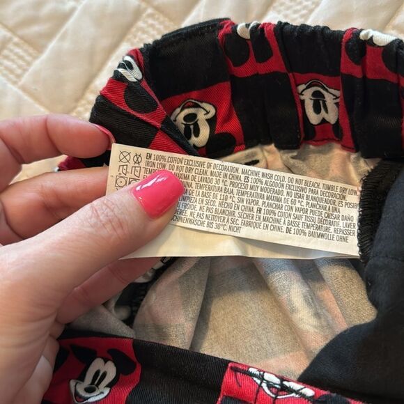 Disney Womens Mickey Mouse Checkered Red & Black Jogger Pants Small - Picture 5 of 5